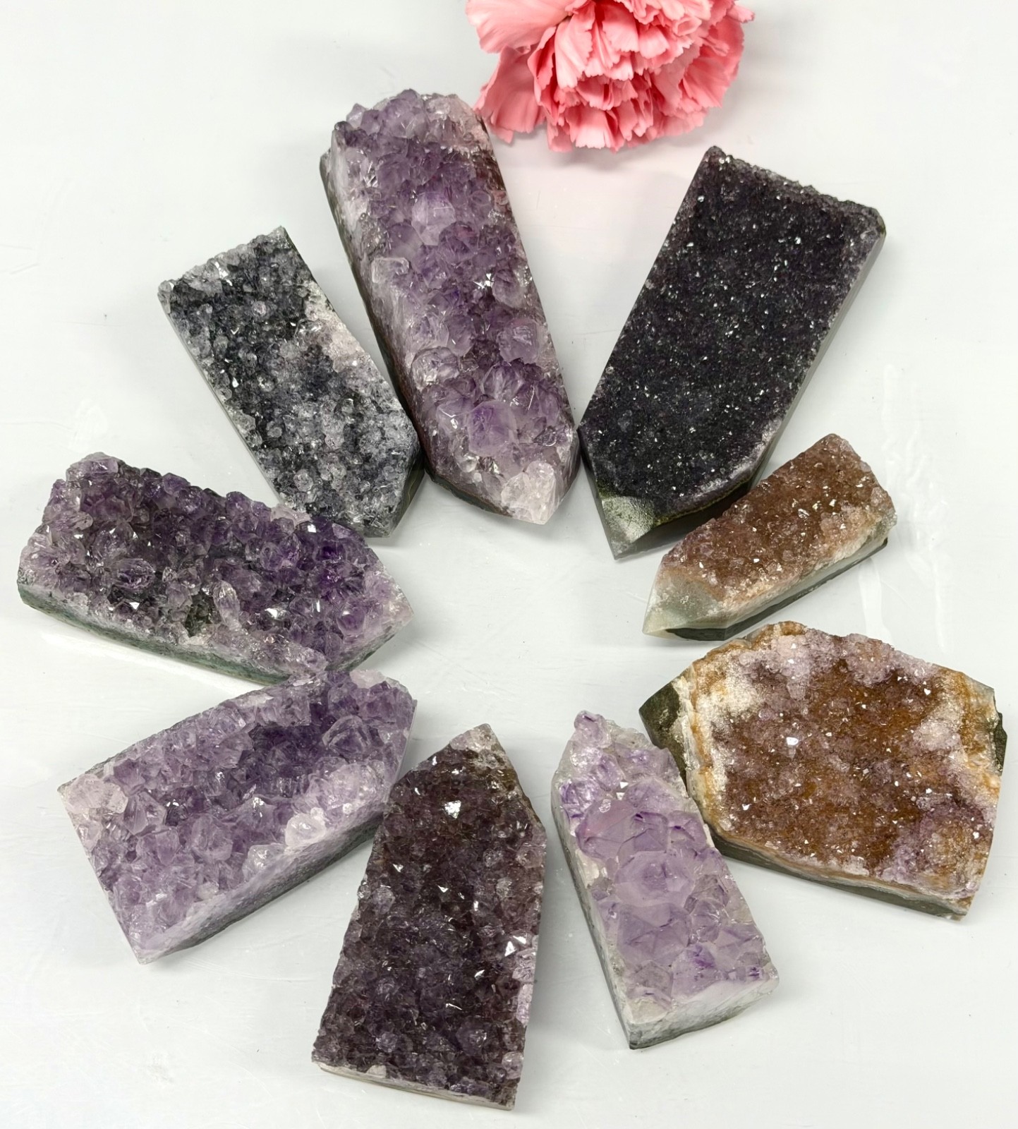 Wholesale Lot 1 Lb Natural Amethyst Cluster Obelisk Tower Point Crystal Healing