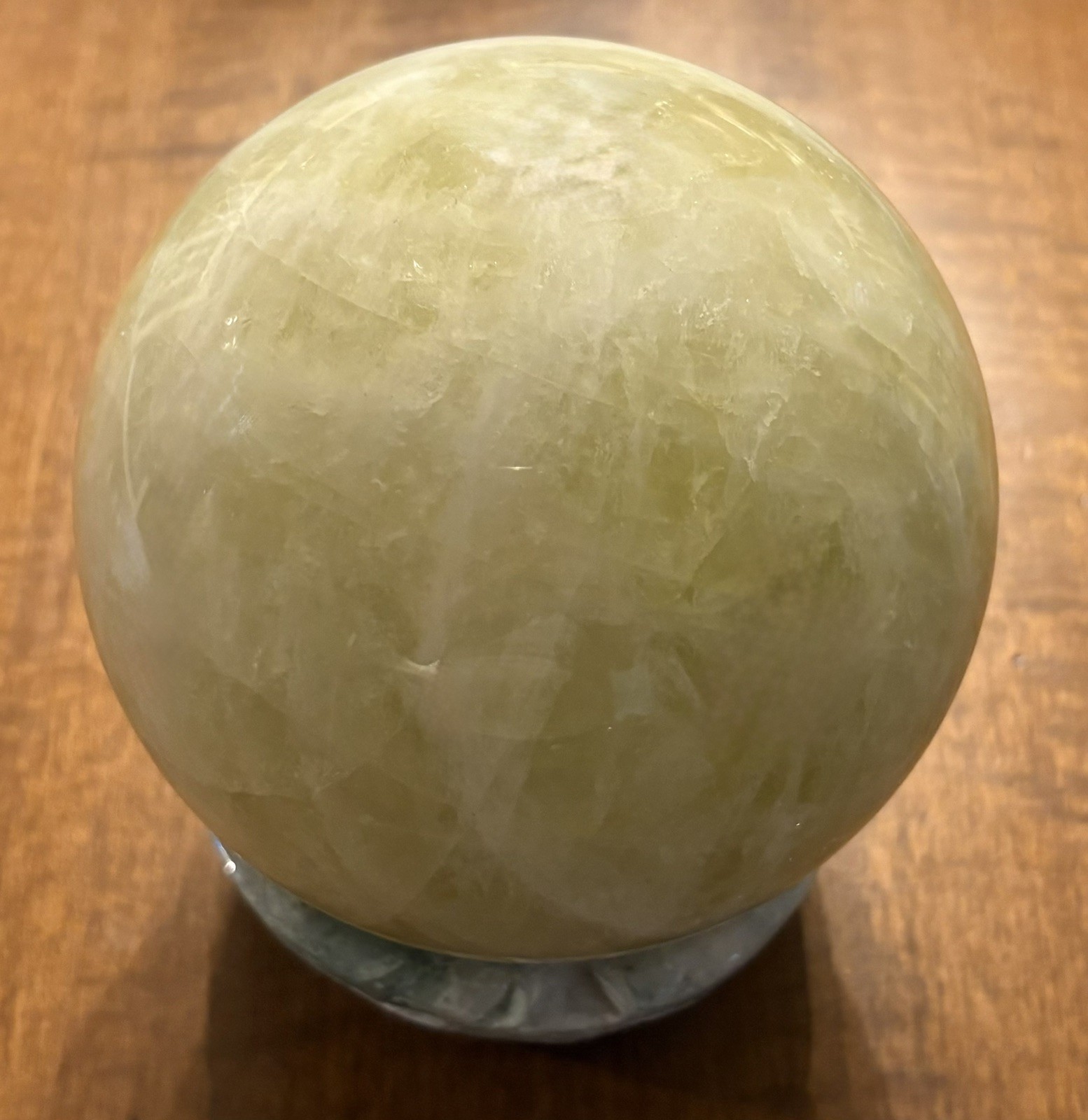 5.75 Lbs Large Natural Yellow Quartz Citrine Sphere with Moss Agate Holder