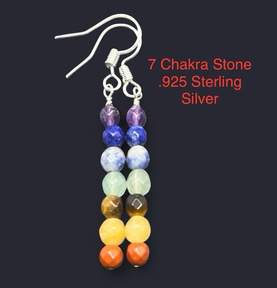 7 Chakra Stone .925 Sterling Silver Earrings