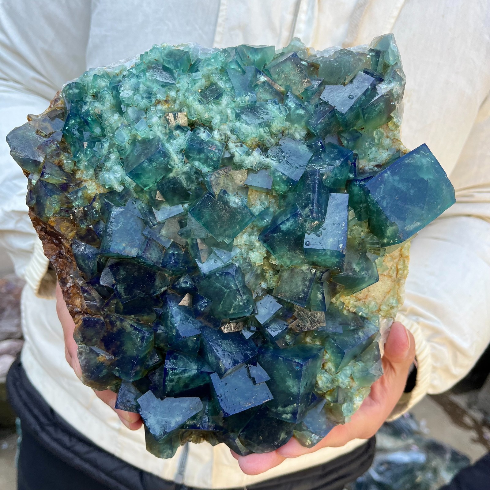 17.8lb Natural cubic green fluorite crystal clusters rough specimen Madagascar