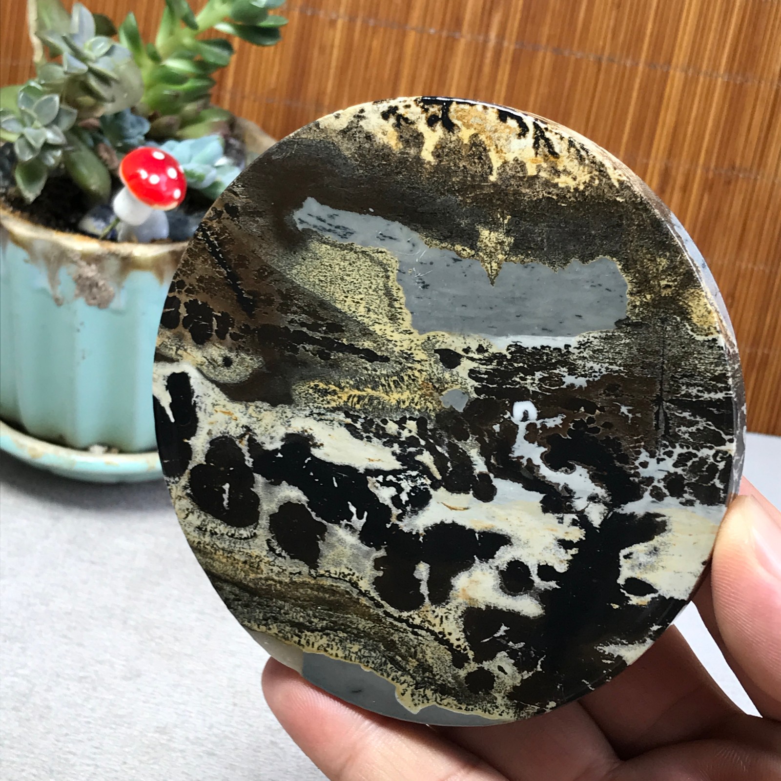99mm Natural Chinese painting stone crystal ornaments for home decoration A6401