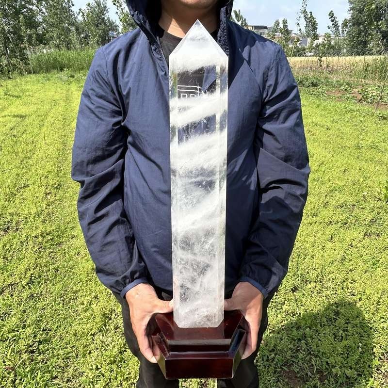 16.19LB Top Natural Clear Quartz Obelisk Crystal Tower Wand Point Reiki healing