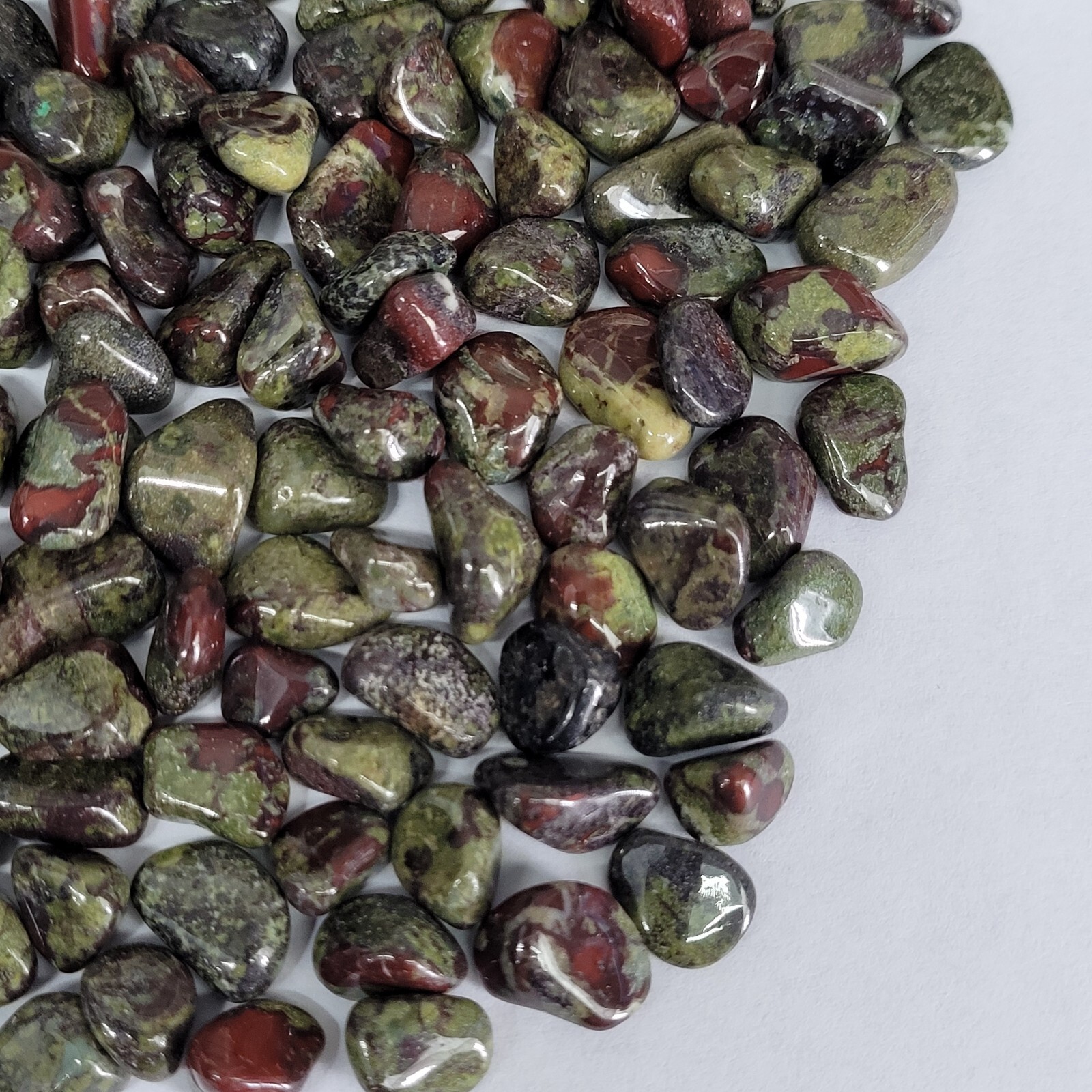 Dragon Blood Jasper 1/4lb Stone Tumbles in Vintage Apothecary Glass Jar Wagner