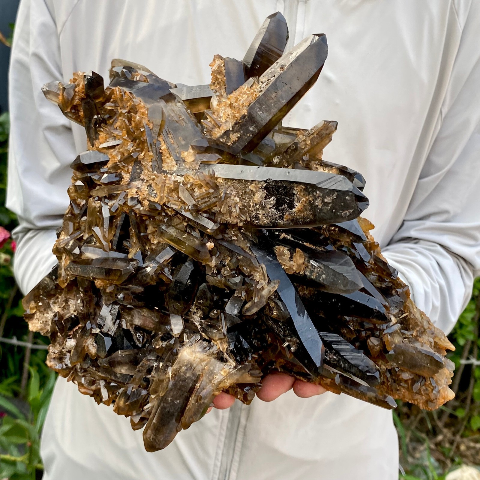 9.7LB Large Natural Black Smoky Quartz Crystal Cluster Raw Mineral Specimen