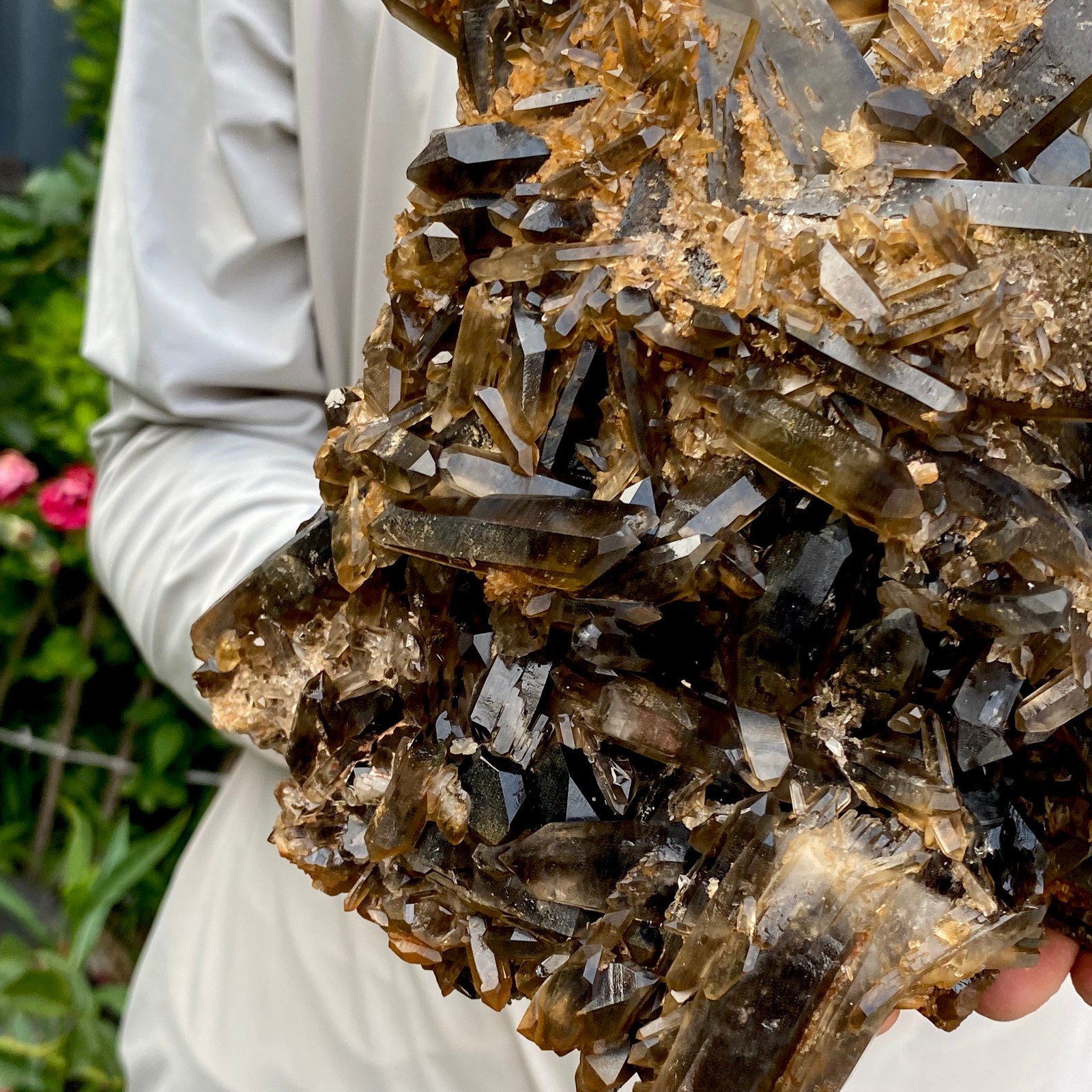 9.7LB Large Natural Black Smoky Quartz Crystal Cluster Raw Mineral Specimen