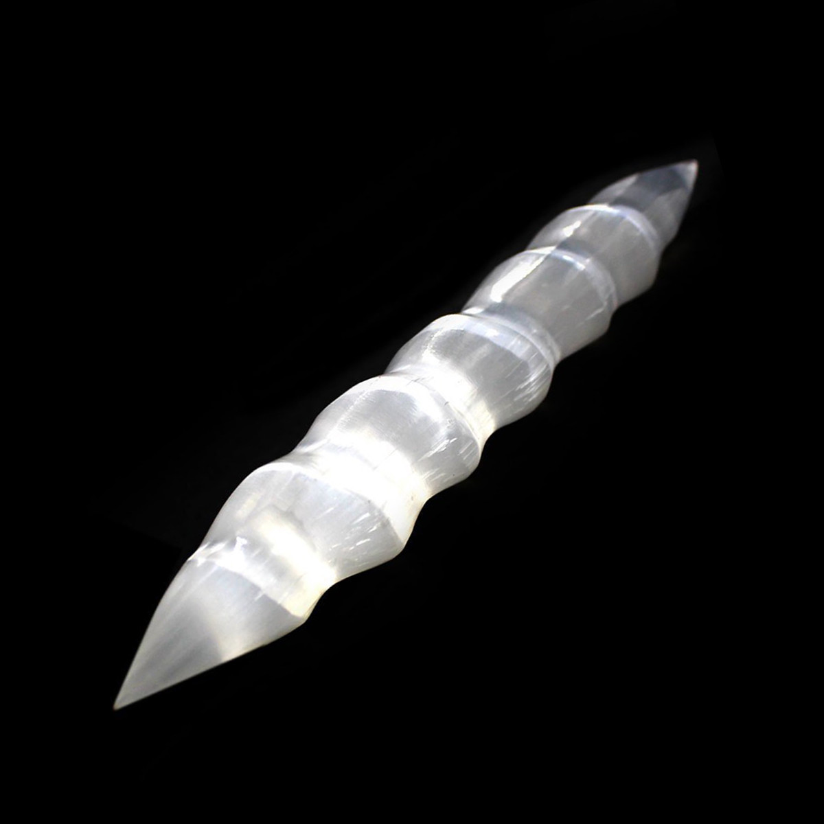 Double Point Selenite Crystal Massage Wand ” Polished Spiral Healing Wand Stick