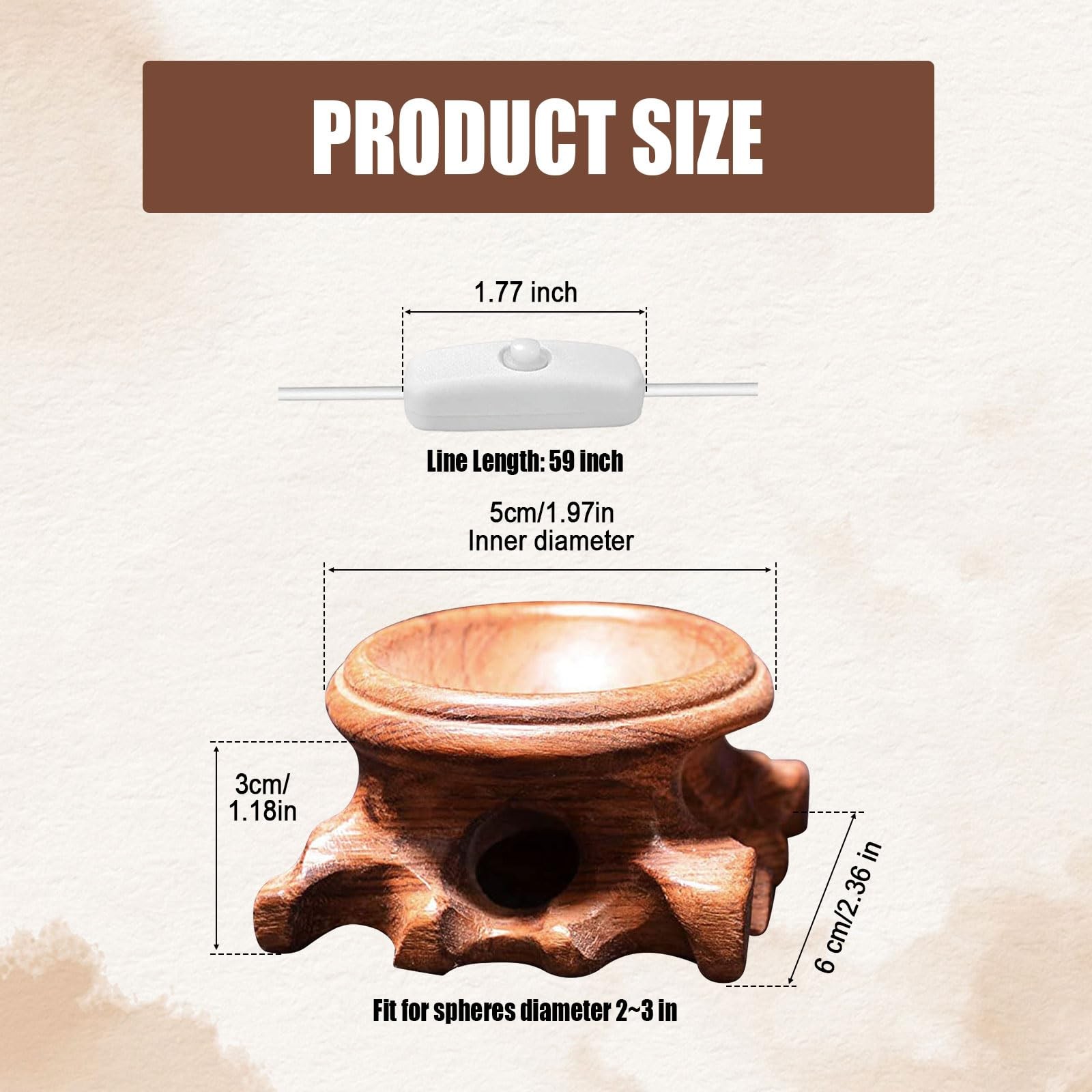 2 Inch Round Wooden Led Lights Display Base, Warm Light Display Stand Root Ca…
