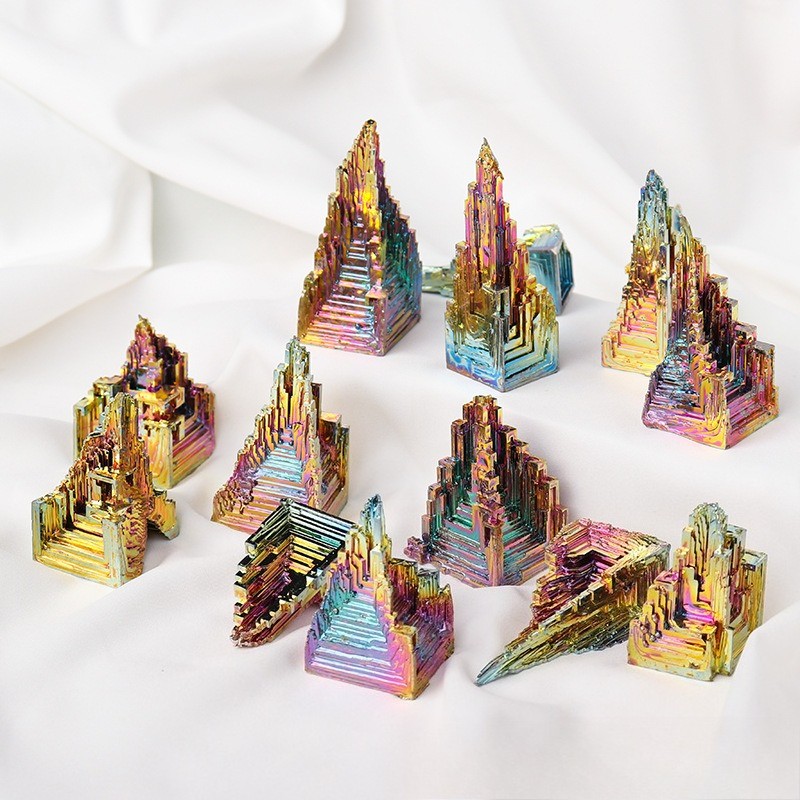 50~100gNatural Bismuth Ore Rainbow Crystal Mineral Specimen Healing Stone 1~3PCS
