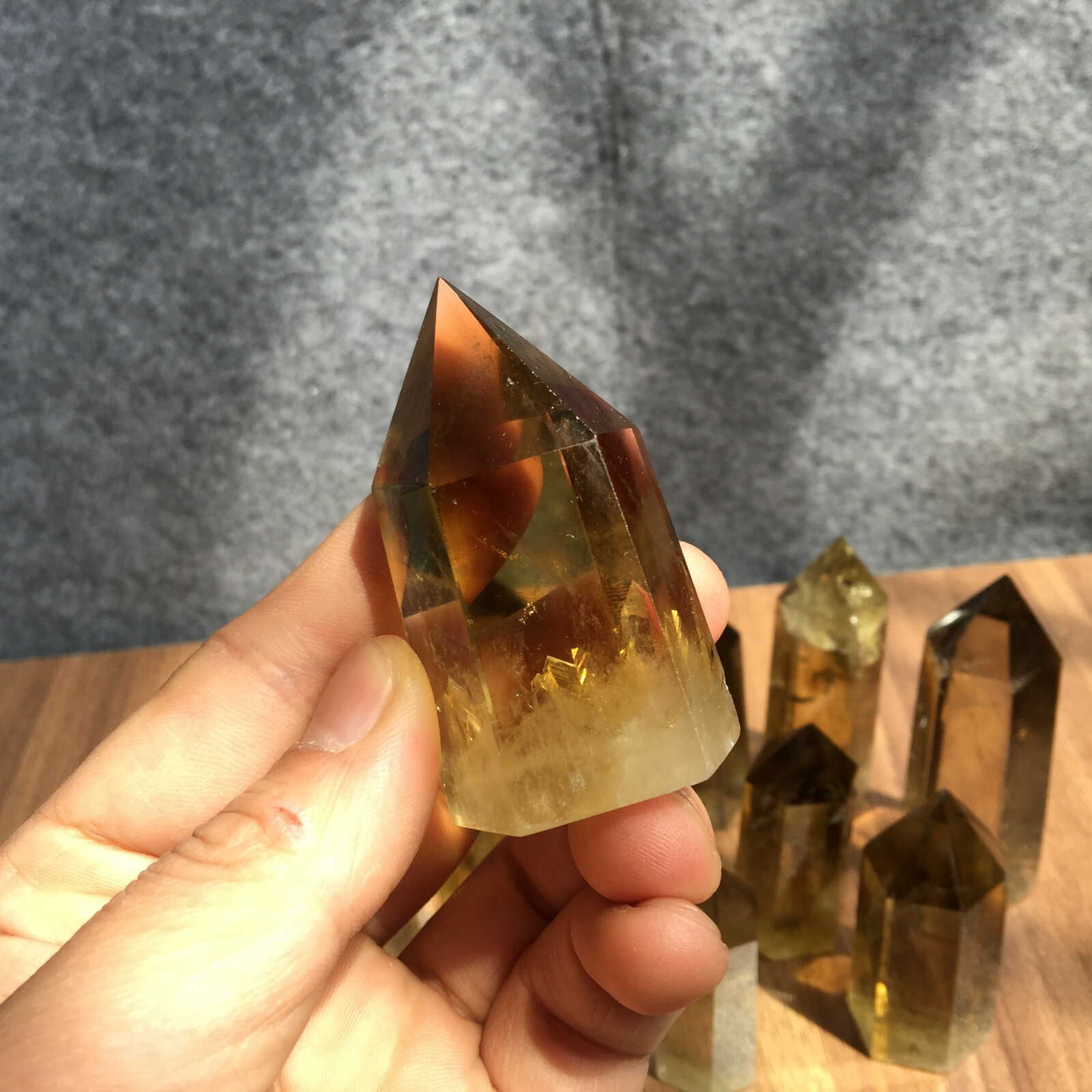 1PCS natural smokey citrine quartz obelisk crystal wand point healing