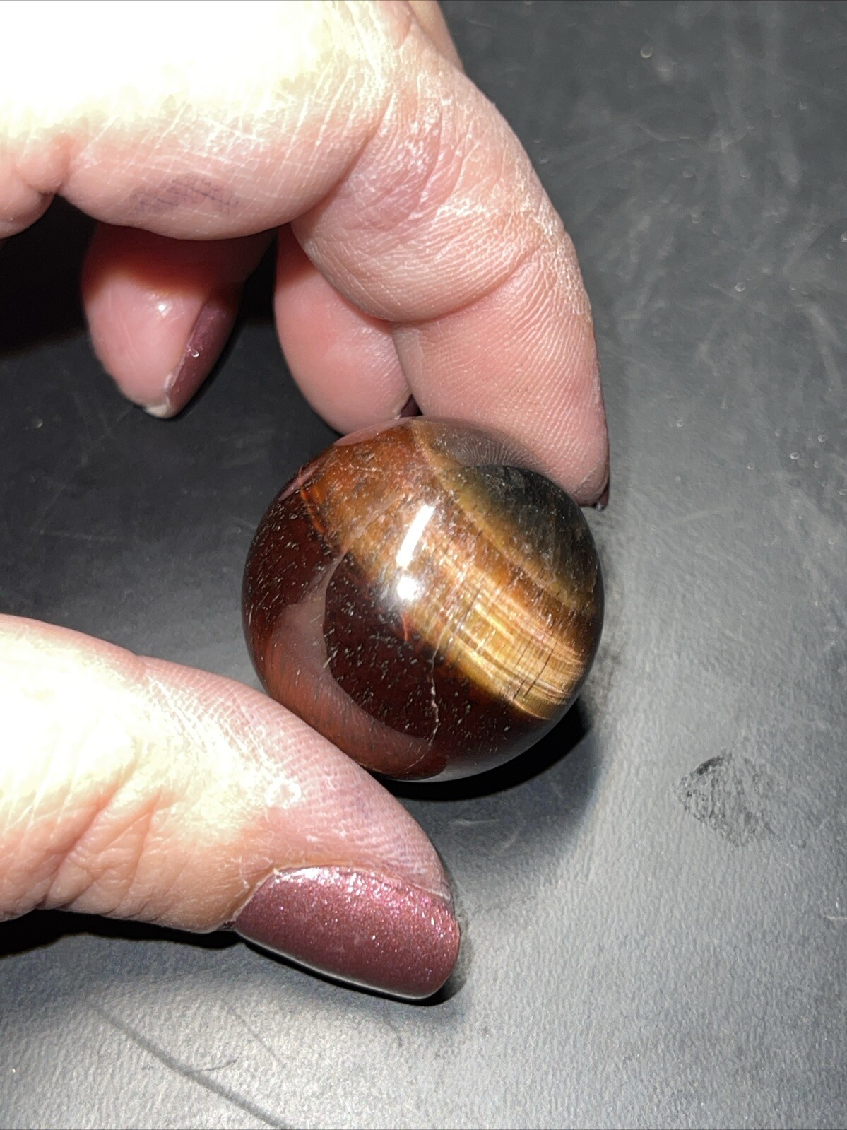 Red Tiger’s Eye Crystal Sphere Orb Ball Marble 27.1mm
