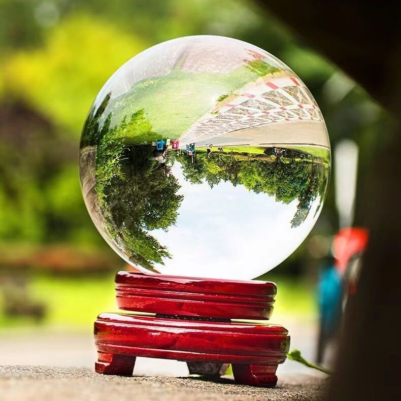 TOP 200MM 22LB Clear Crystal Ball Meditation Glass Sphere Photo Prop Free Stand