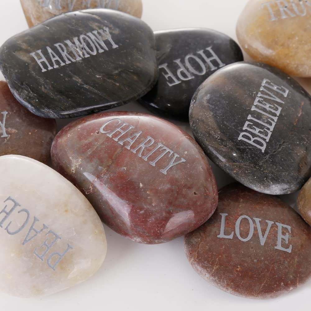 DIY Engraved Polished Painting River Stones Flat Rocks Arts Crafts 12 PCS