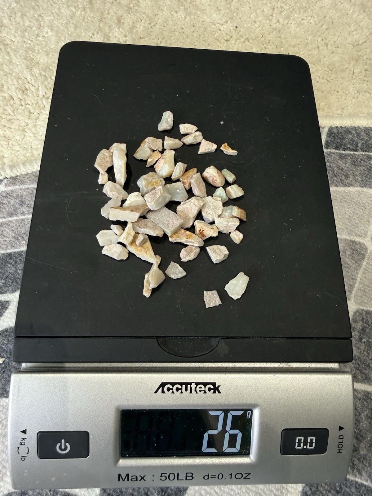 Lot Of Natural Australian Opals Multicolor Flash 26g Total With Plastic Case