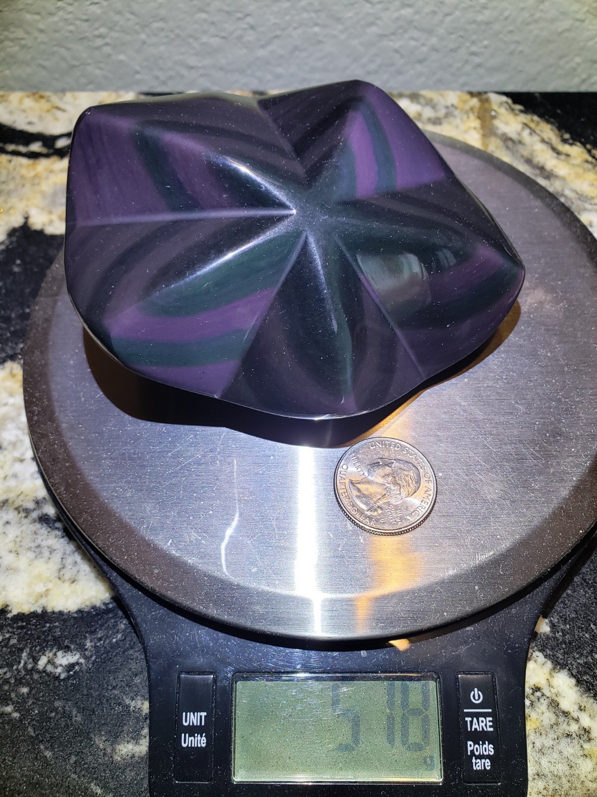 4.5″ Rainbow Obsidian Crystal Puffy Star Free Form, 518g or 1.1 lb