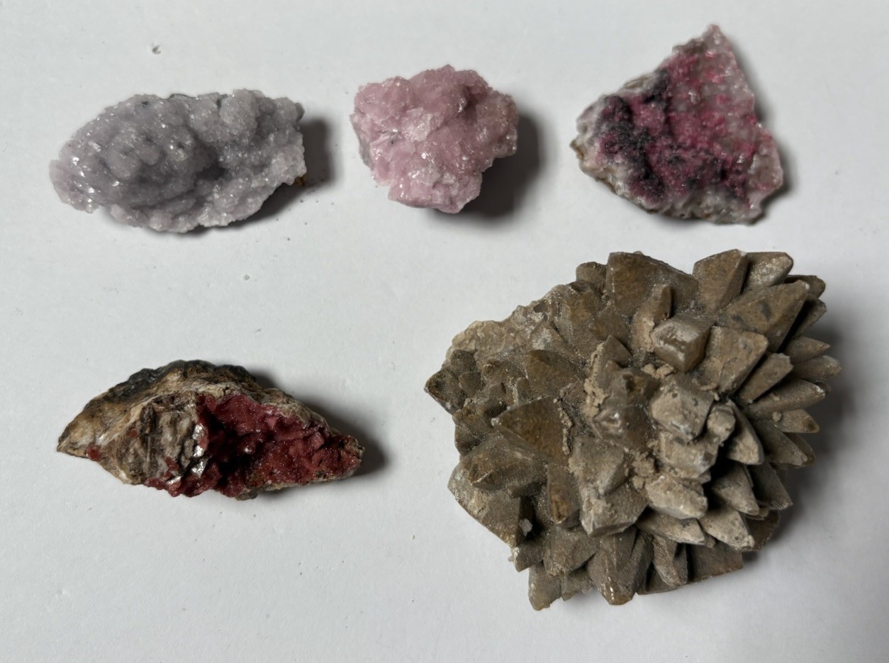 Calcite Crystal Lot Of 5 Pieces Pink Cobaltoan Calcite Dogtooth Cluster