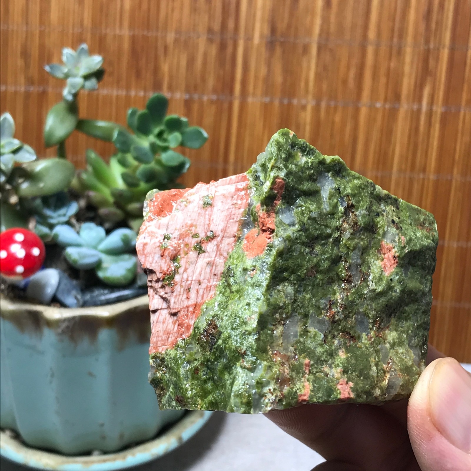 198g Natural Unakite Crystal gemstone Rough Mineral Specimen healing A6350