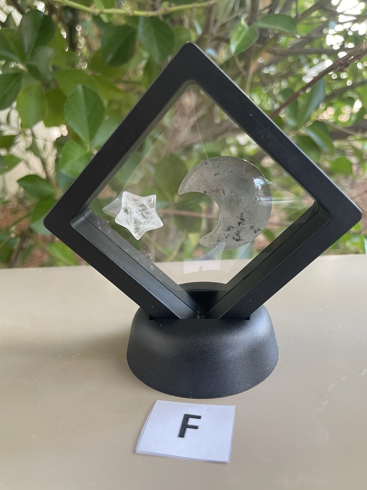 1″ x 1 1/4″ Labradorite Moon & 1/4″ Clear Quartz Star W/Display (QTY: 1)