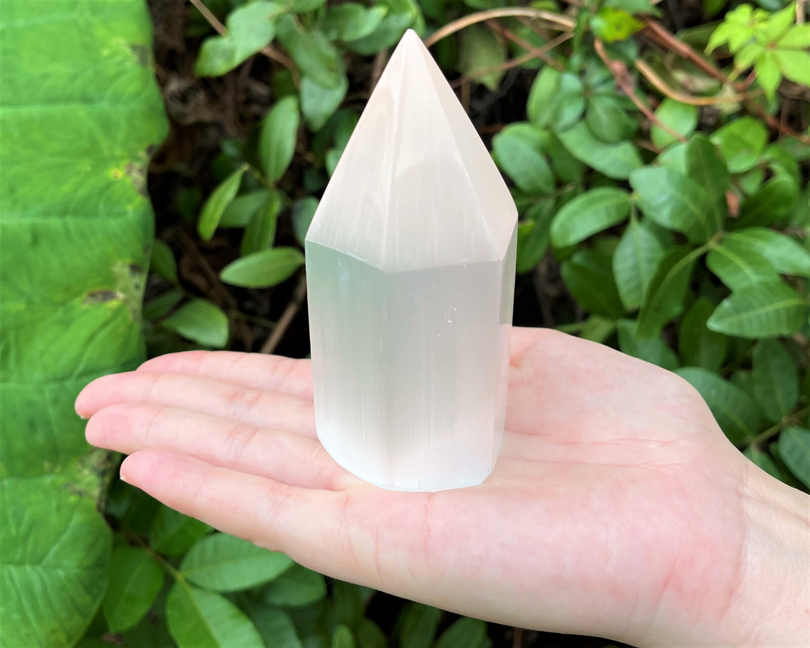 White Selenite Generator 4″ Tall (Selenite 6-Sided Crystal Point, Tower)