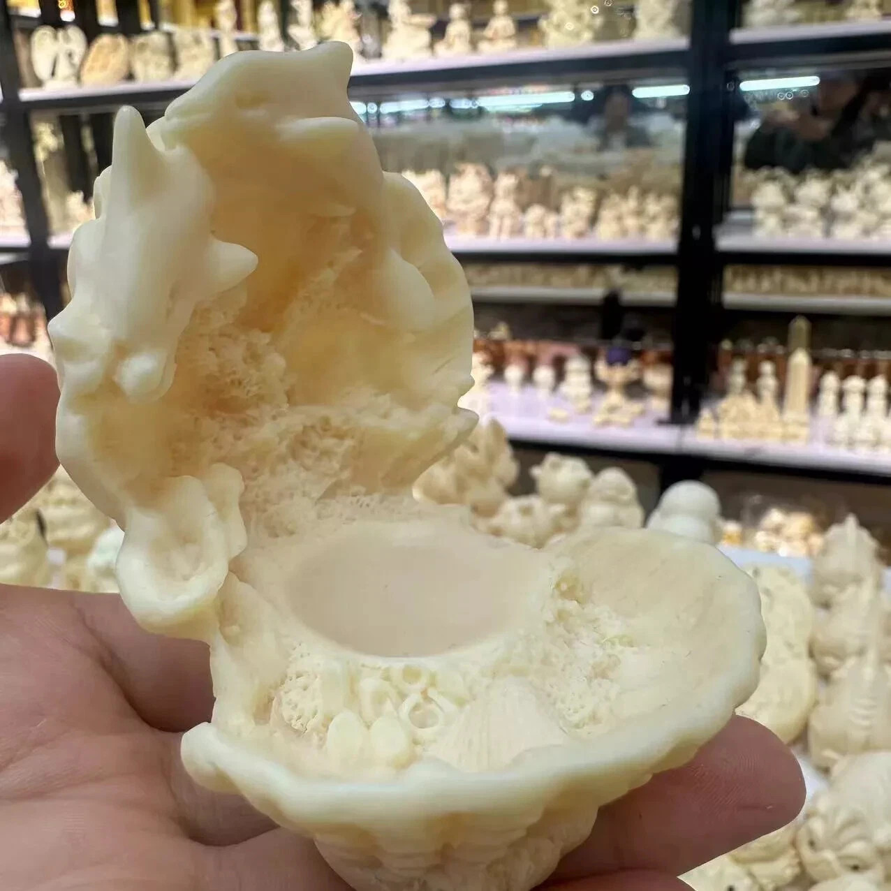 Natural Genuine Tagua Nut Carved shell skull Decor reiki healing gift 1PC