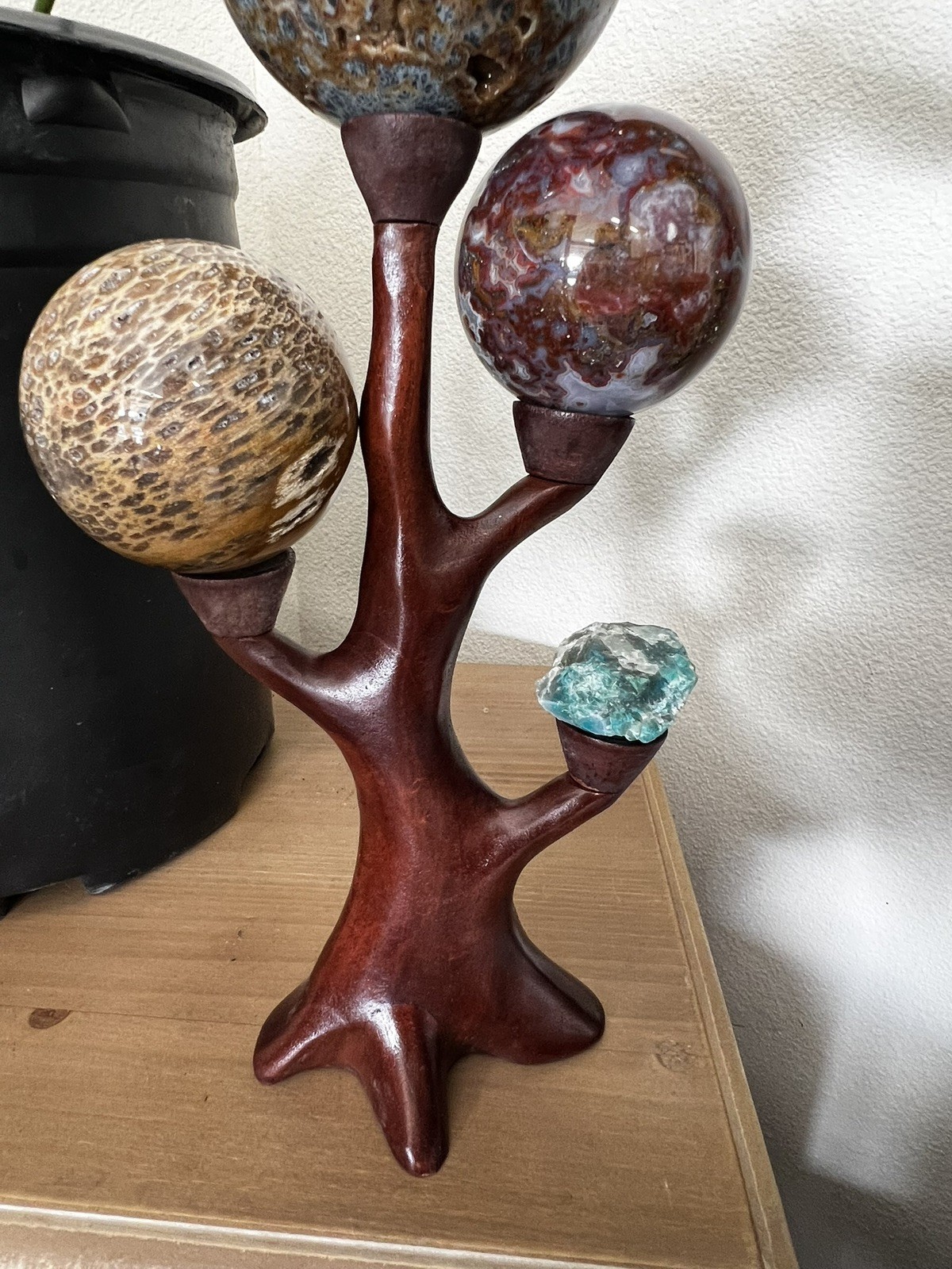 Solid Wood Sphere Tree- 5 Sphere Holder (No Spheres Included)