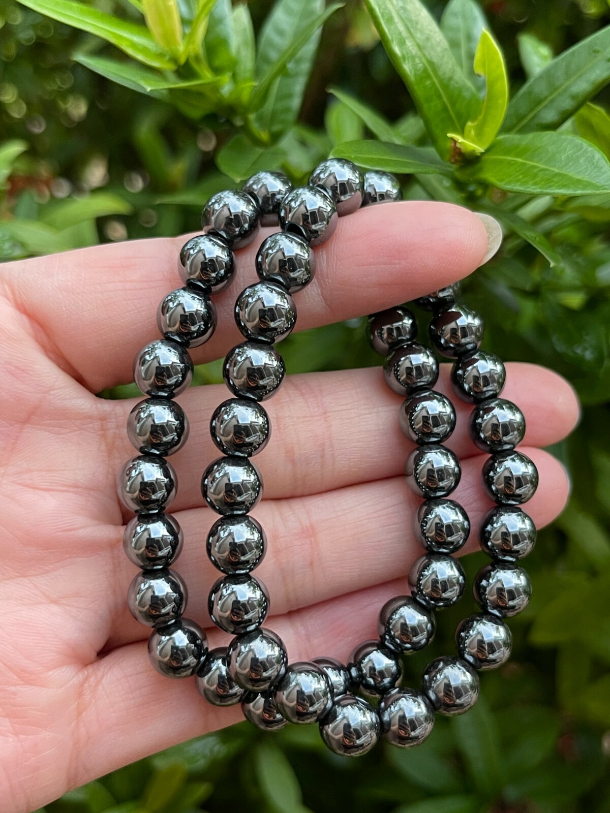 Grade A++ Hematite Crystal Bead Bracelet 8mm, Genuine Hematite Gemstone Bracelet