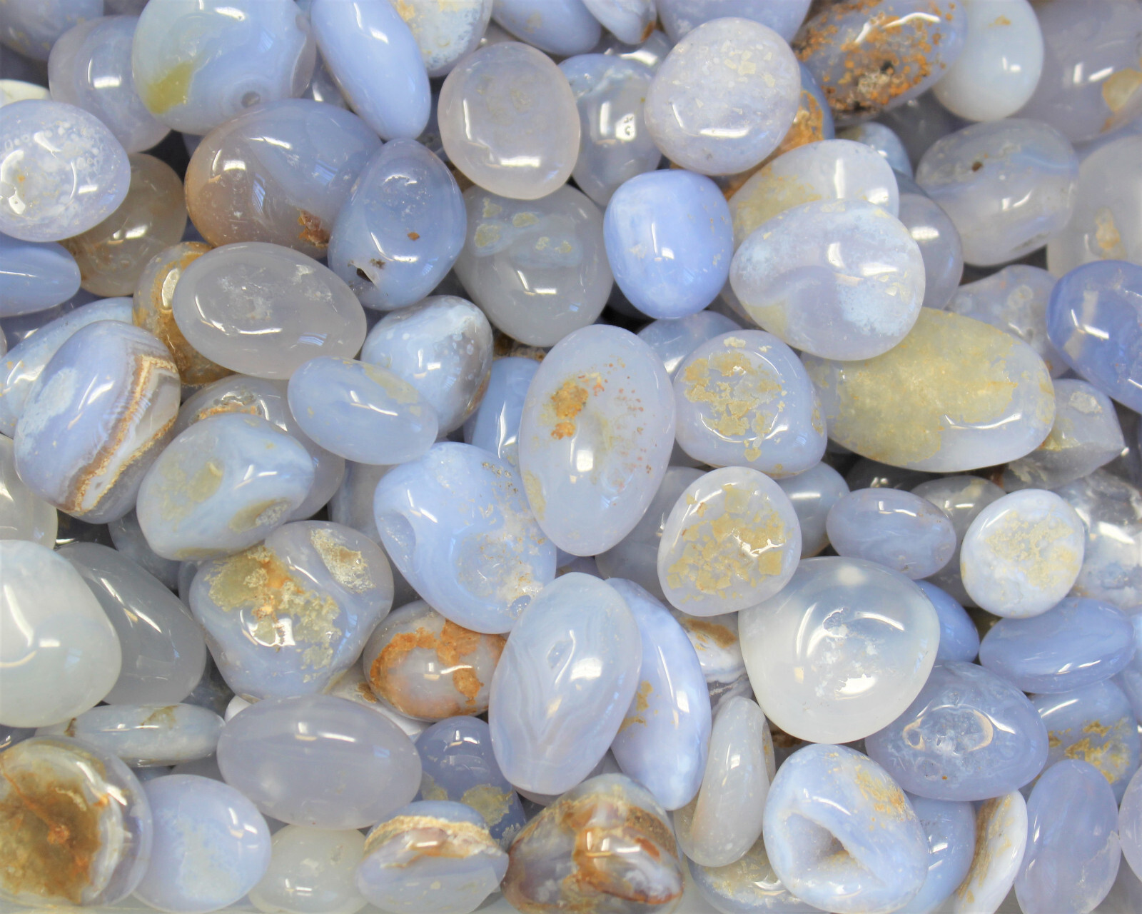 Blue Chalcedony Tumbled Stones: Choose How Many Pieces (Natural Polished)