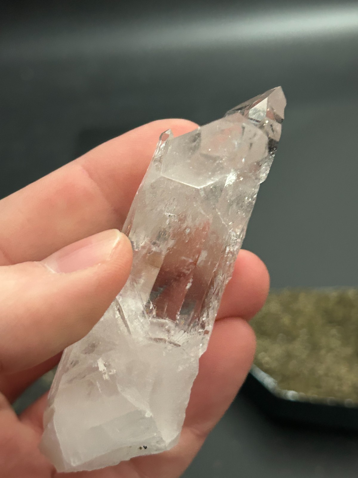 Natural Columbian Quartz Crystal Twin Point 3.5” Bridge Cross