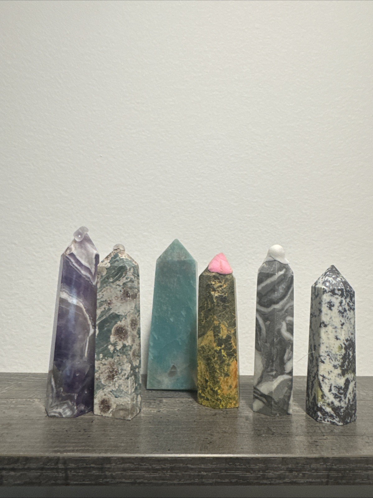 Mixed Crystal Tower Set Of 6 3.25-3.75”