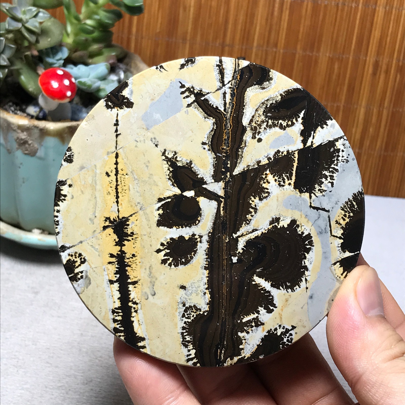 93mm Natural Chinese painting stone crystal ornaments for home decoration A6445