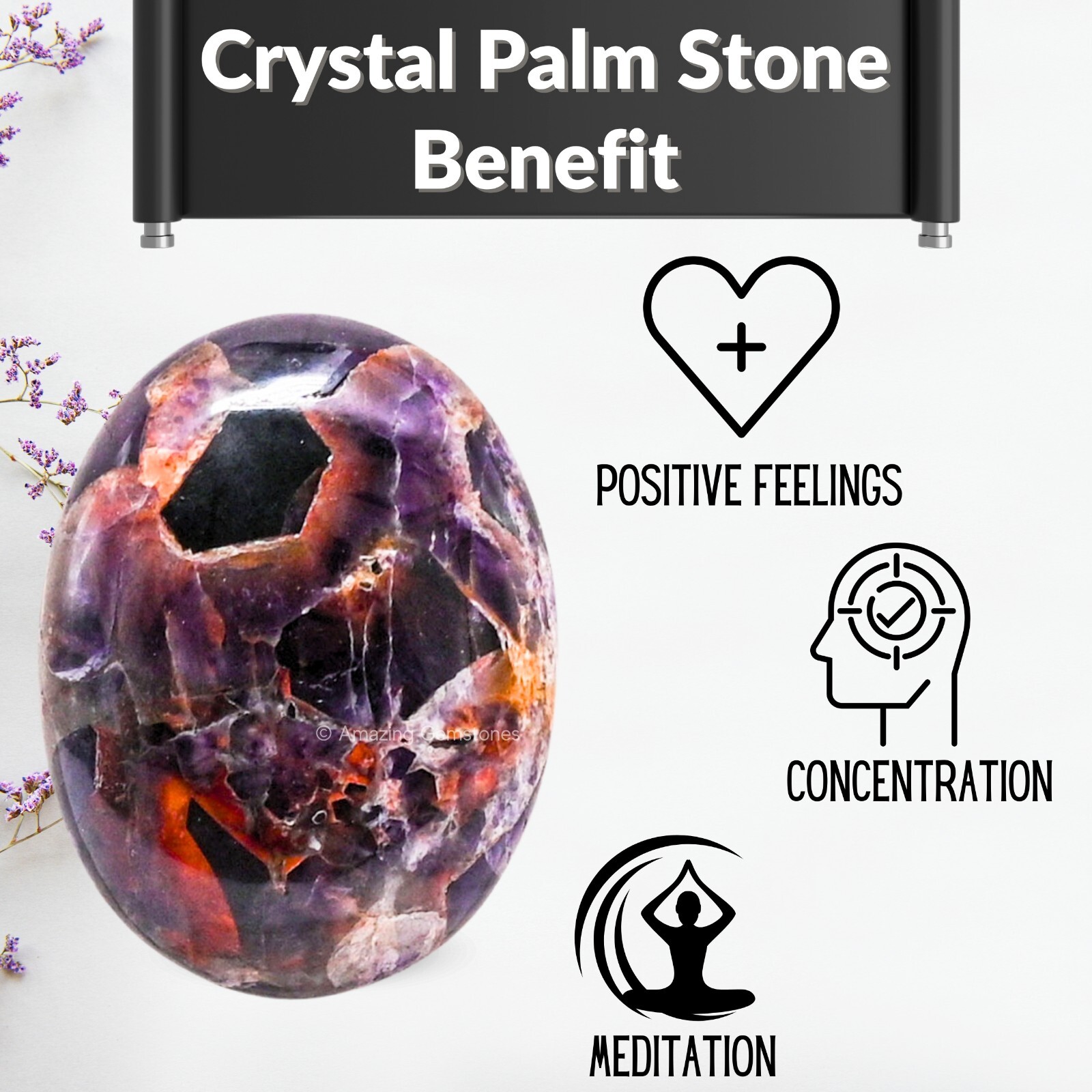 Dreamy Amethyst Crystal Palm Stone