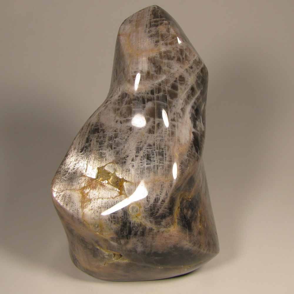 4.7″ BLACK MOONSTONE Flame Gemstone Polished Freeform – Madagascar – 1.8 lbs.