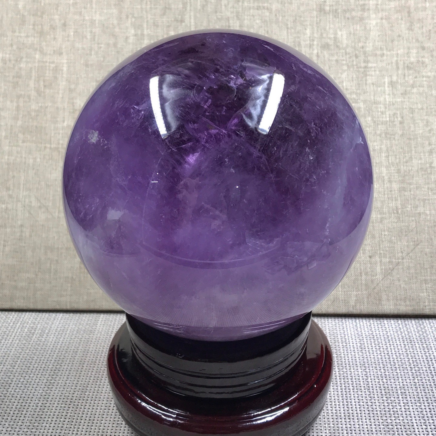 7.6LB Natural Amethyst Sphere Crystal Ball with Wood Stand Healing Feng Shui Dec
