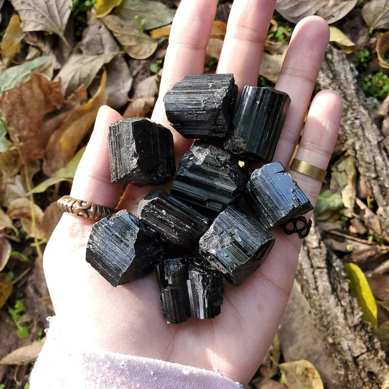 3Pcs Raw Rough Big Black Tourmaline Stone Reiki Mineral Rocks Chunks Specimens