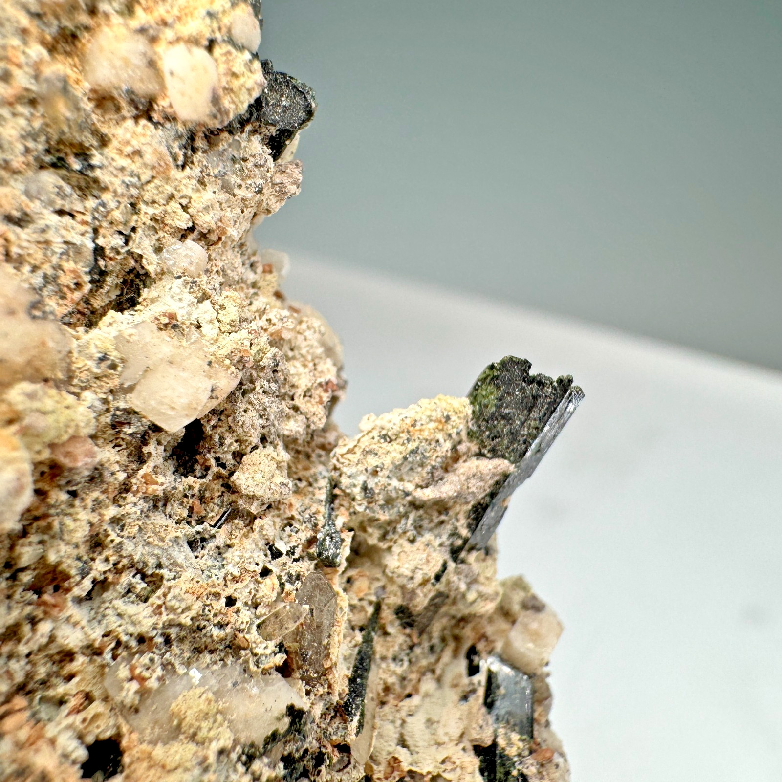 Sharp Bastnasite-(Ce) Crystal on Aegirine, Microcline: Mount Malosa, Malawi