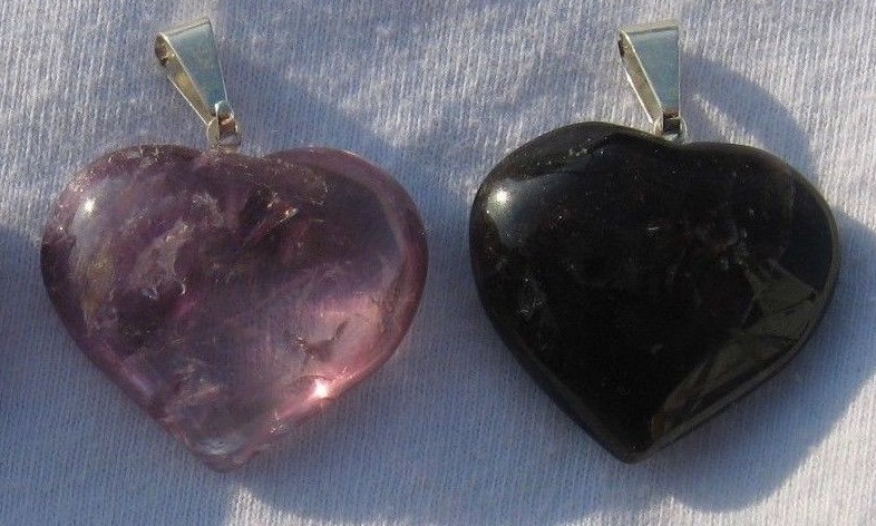 1 Amethyst Heart Pendant with silver bail 7/8″ – 1-1/8″ Brazil