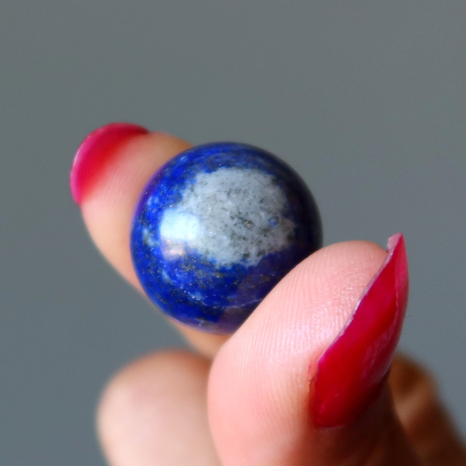 Lapis Lazuli Sphere Blue Mini Portable Crystal Ball Calcite Pyrite Marble Stone