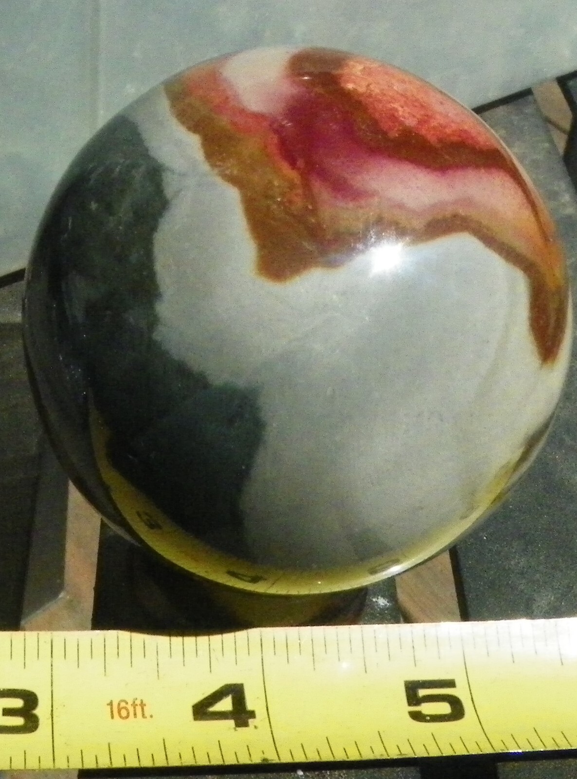 Poly Chrome Jasper Sphere, from Madagascar. 2.4″ Diameter, w/stand.