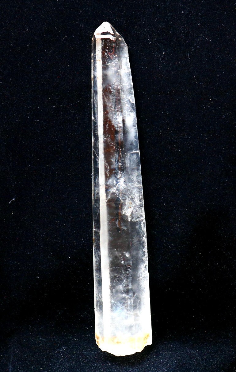 Natural transparent “blue needle pyramid” crystal iron ore mineral specimen
