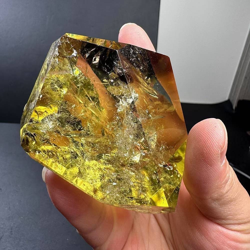 342g Natural Citrine Quartz Carved Freeform Crystal Reiki Healing Decor