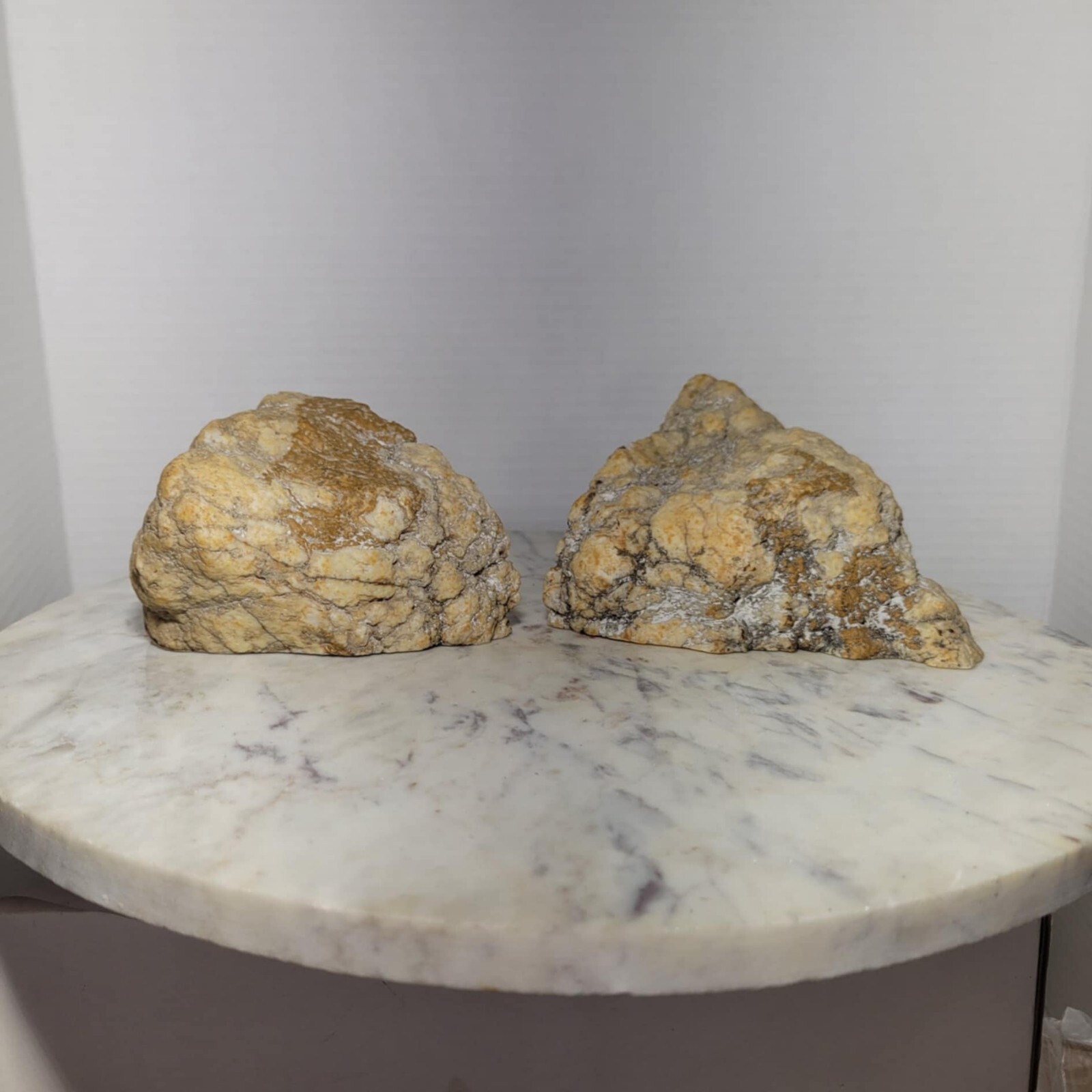 Large Open Geode Machine Cut Perfect Bookends Heavy Shades Of White And Brown