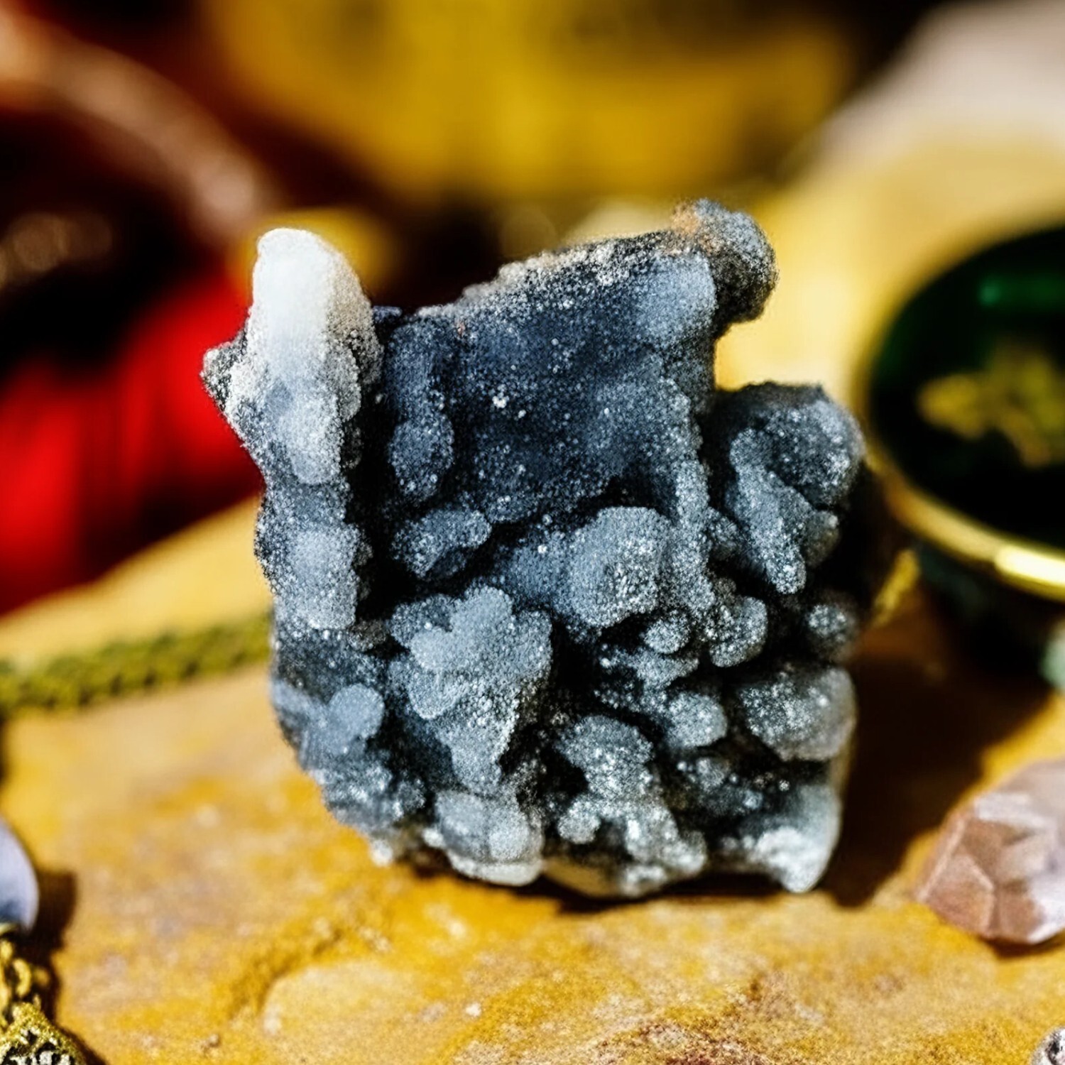 Natural Black Druzy Sphalerite Crystal Cluster Rough Mineral Healing Rock Gift