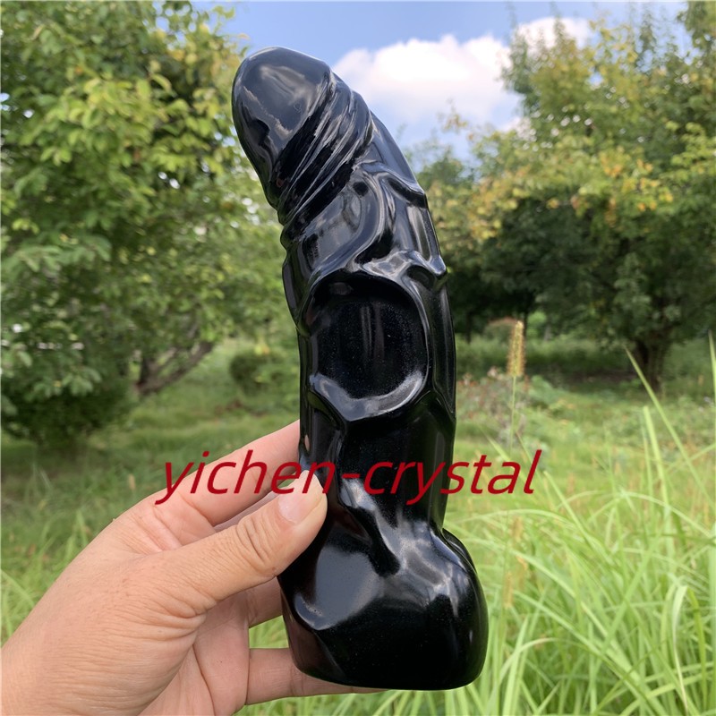 8″+ Large Natural Obsidian Quartz penis skull hand carved crystal reiki gift 1pc