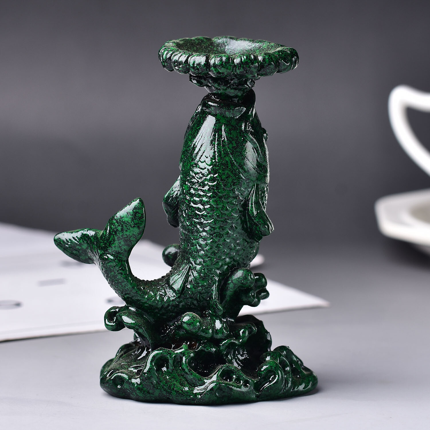 Carp Fish Crystal Ball Stand Base Resin Room Decor Sphere Stand Multi-color
