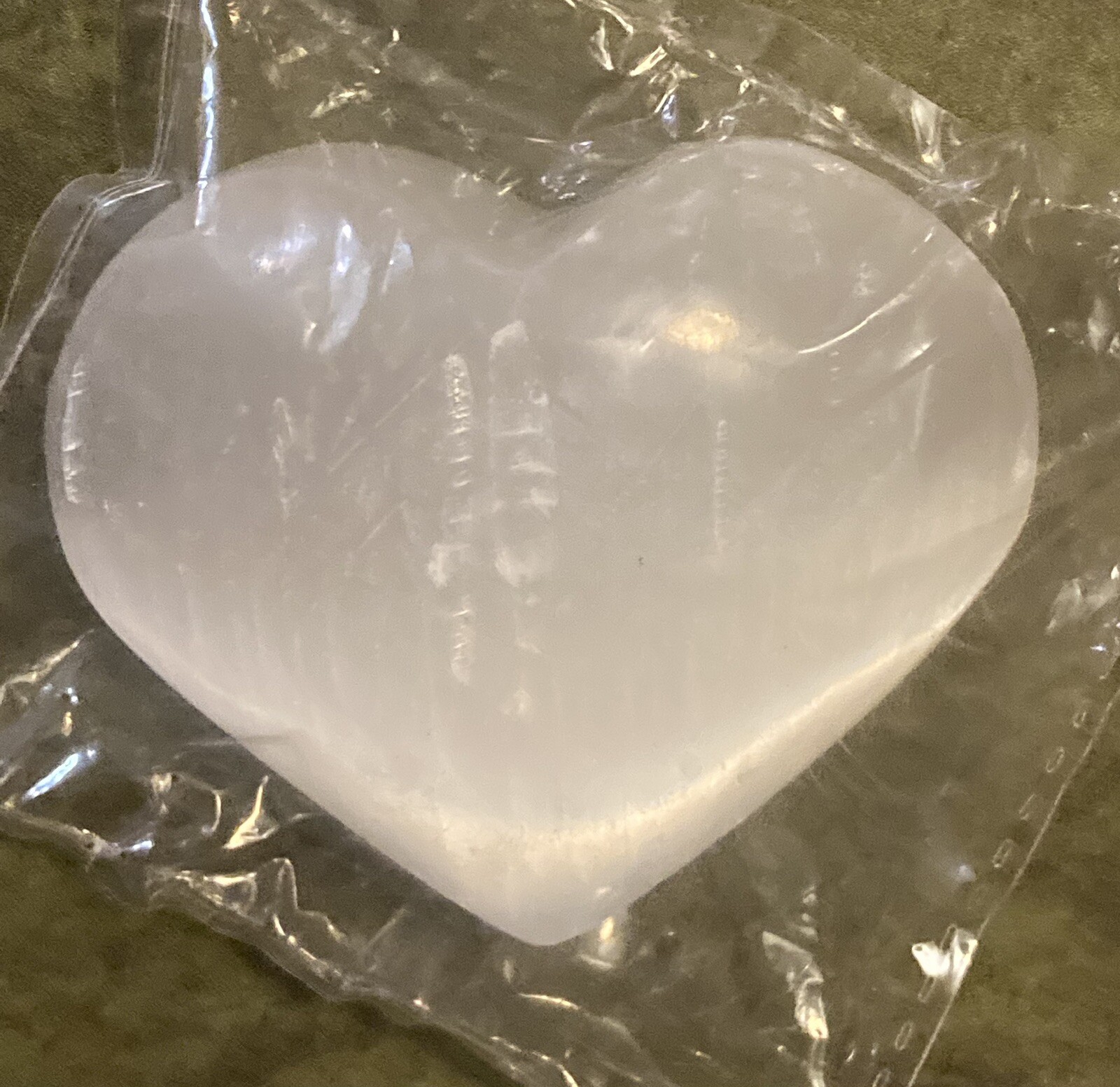 LARGE SELENITE HEART!! Carved And Polished With Natural Fractures Beautiful!