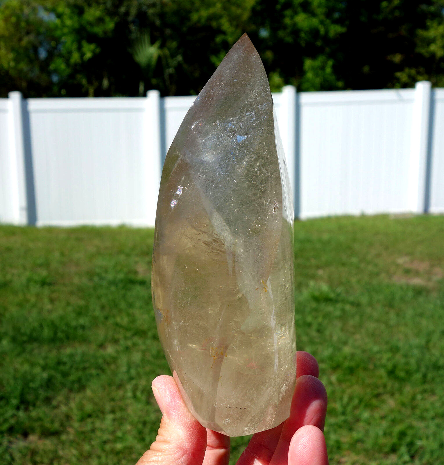 Large CITRINE Quartz Crystal Point Polished Free Form Flame Twist For Sale