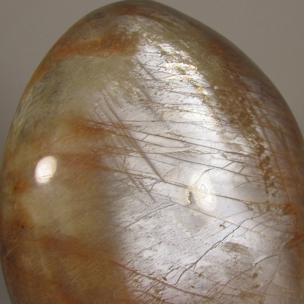 4.1″ PEACH MOONSTONE Gemstone Polished Freeform Standup – Madagascar – 1.6 lbs.