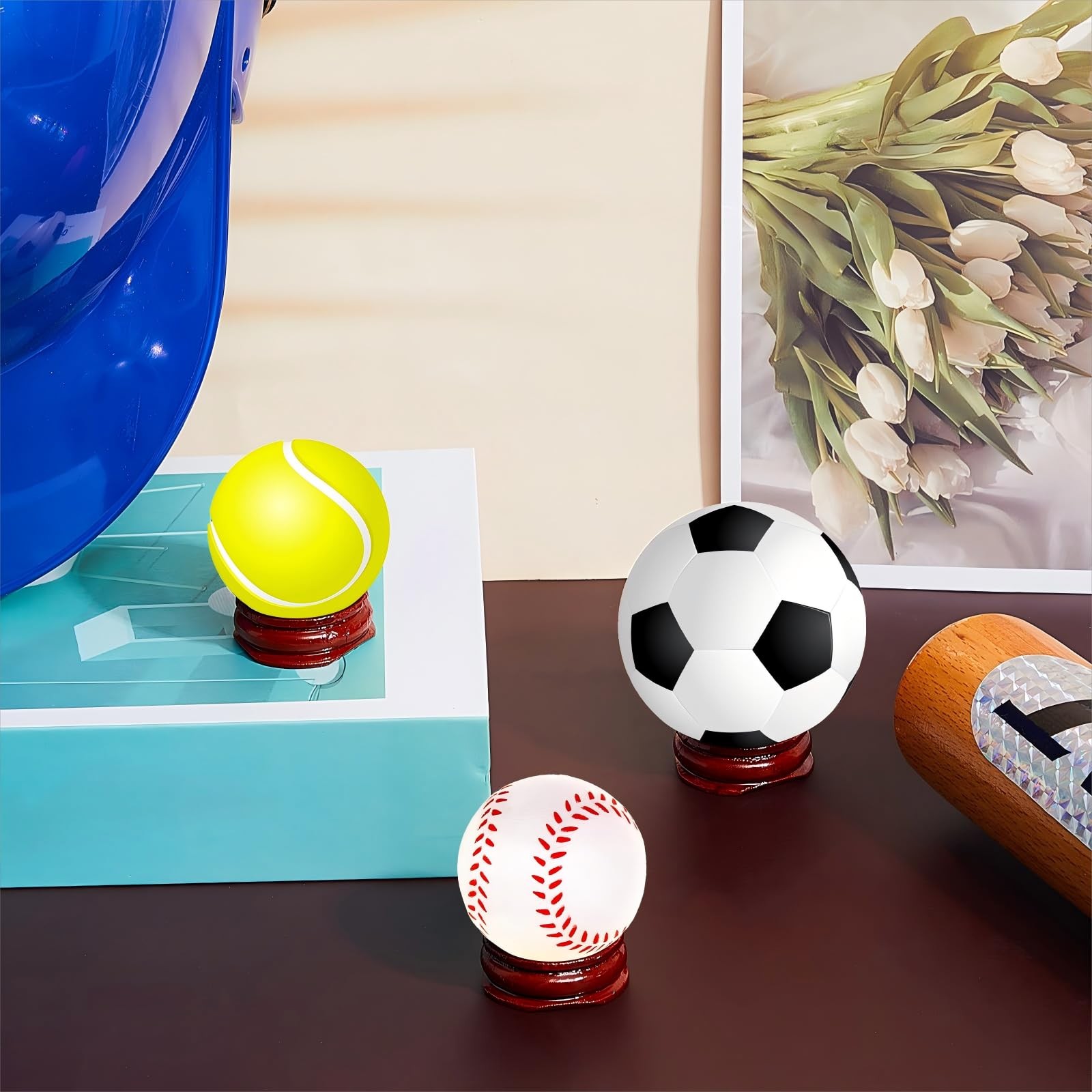 15 Pack Wooden Egg Stands Holder Crystal Sphere Globe Ball Stand for Display