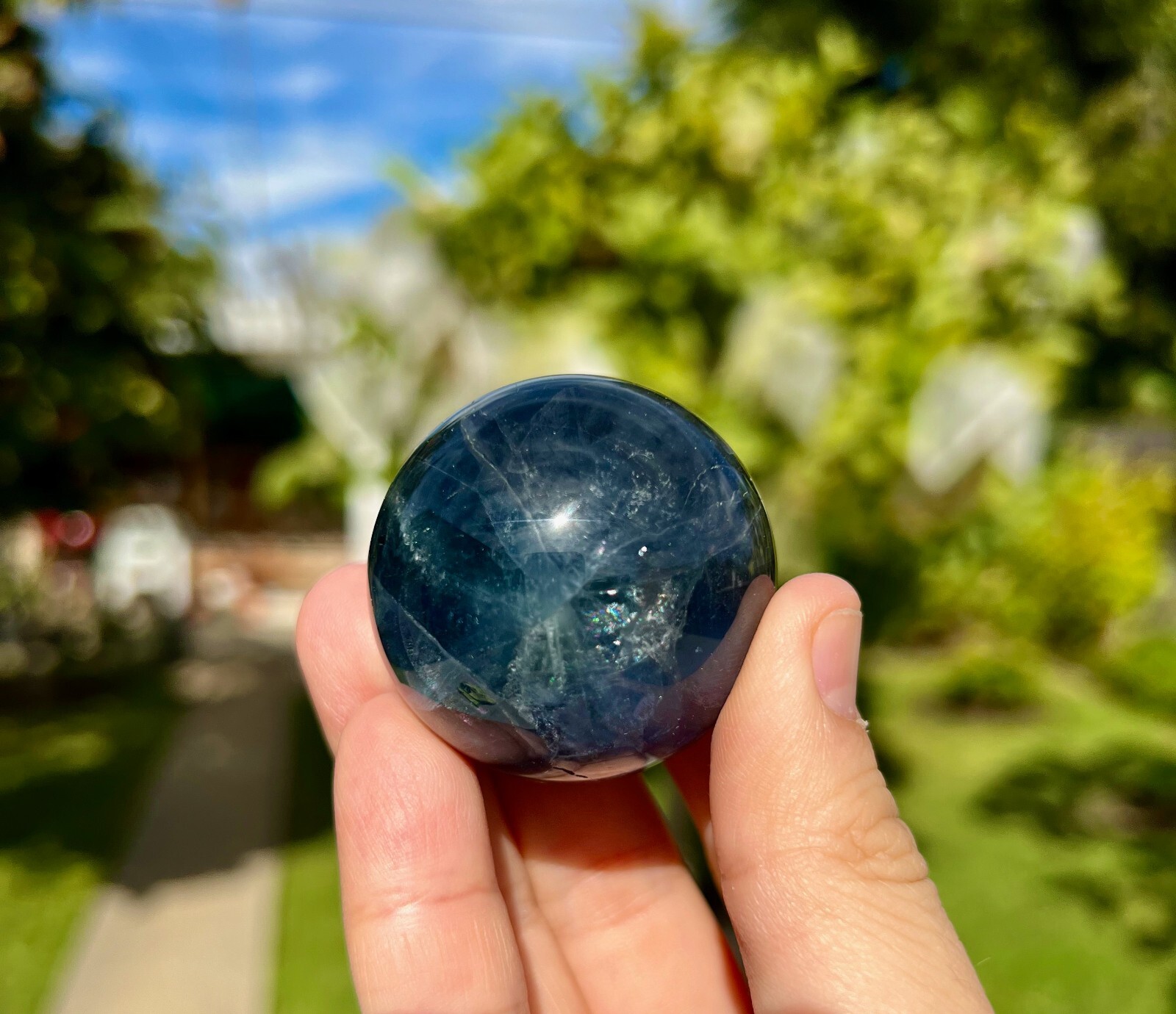 Deep Blue Fluorite 40mm Sphere/Ball