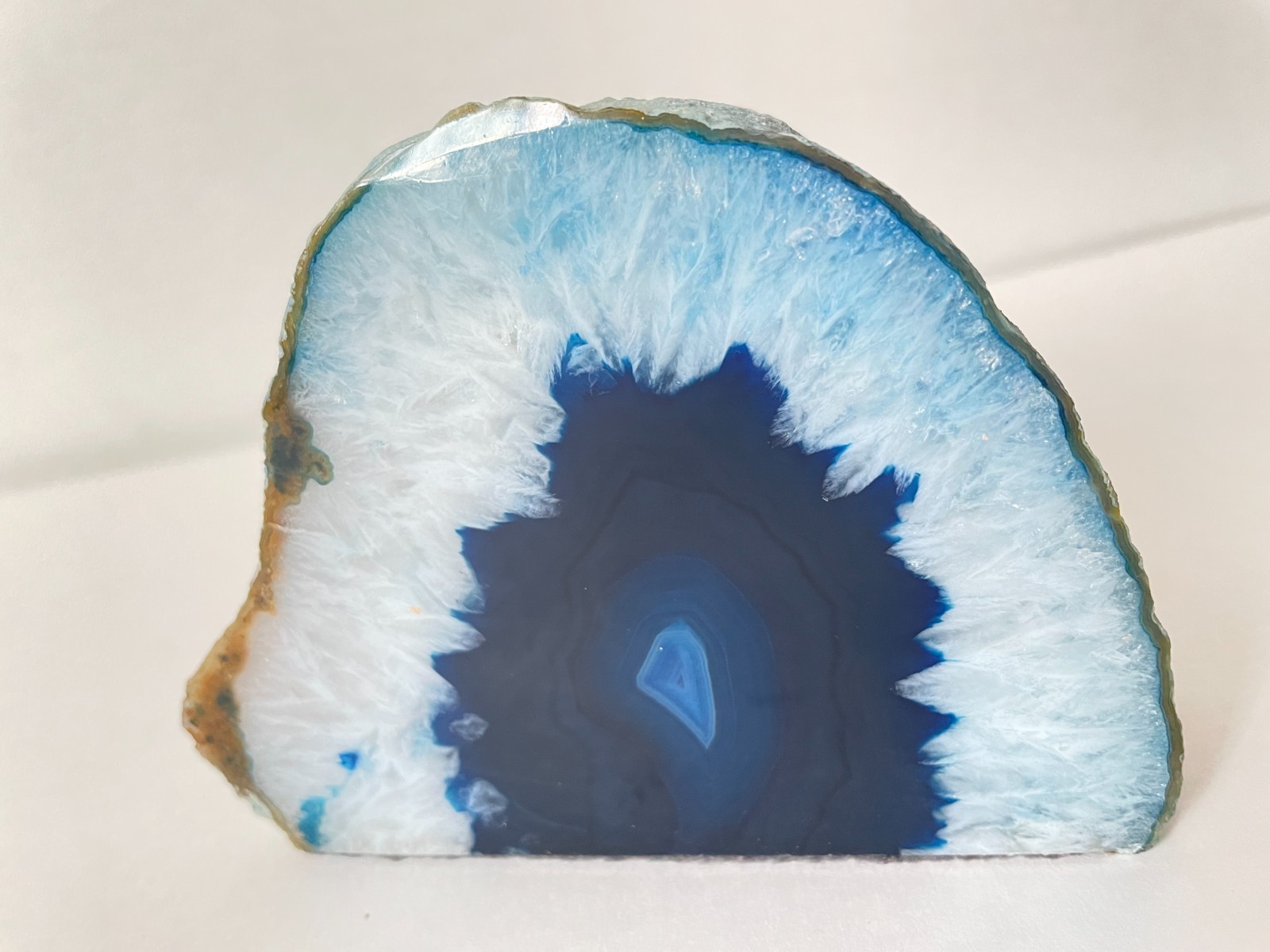 Quartz Crystal Druzy Half-Polished Blue Agate Geode Candle Holder Crystal Decor