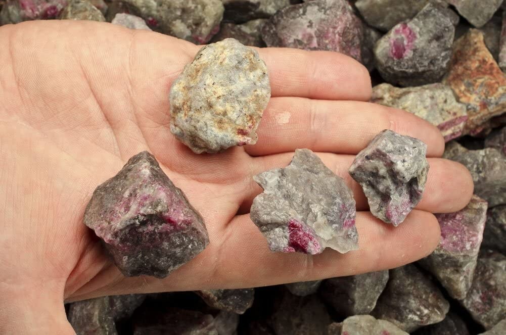 1 lb Ruby in Quartz Rough Stones-Natural Crystal Mineral Rock Specimens Tumbling